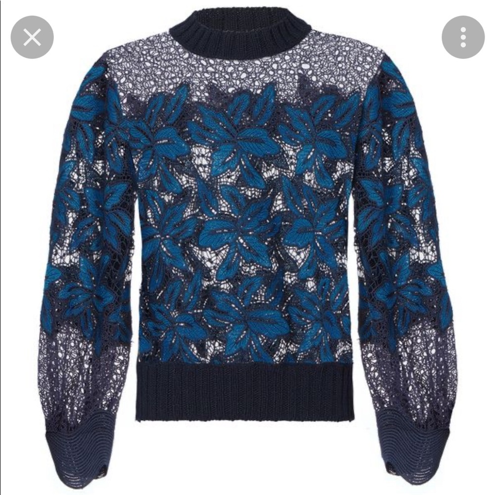 Free Shipping- Sea New York Mosaic Lace Bell Sleeve Sweater